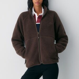 Aritzia TNA Polartec Thermal Pro Mockneck Zip-Up in Dark Olive, Size S